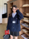 Tokyo Sui Shiji JK sweater loose uniform navy collar style new navy blue knitted top coat for women
