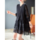 Baoshili Yuanling fake two-piece knitted spliced ​​jacquard dress 2025 spring new long-sleeved slim midi skirt
