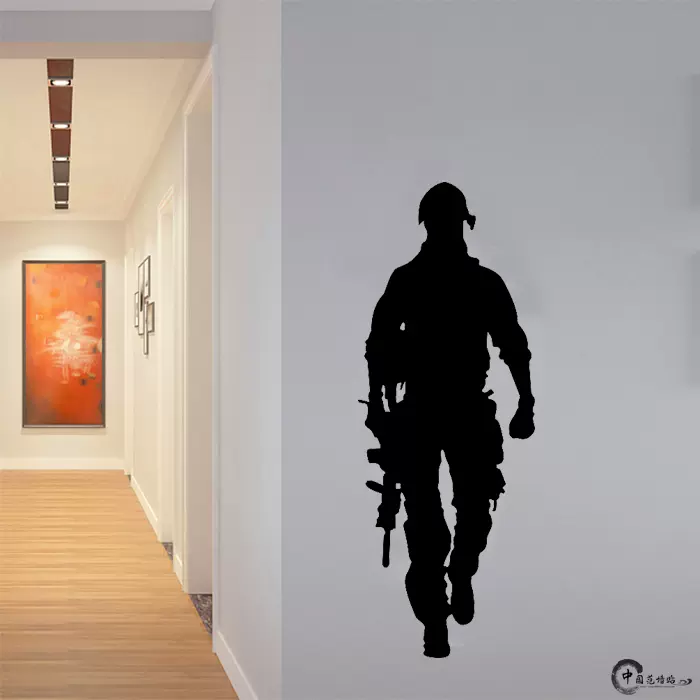 牆貼定製人民警察士兵戰士男生宿舍創意背景牆裝飾牆貼畫貼紙壁紙 Taobao
