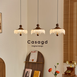 French Mid-Century Style Water Drop Dining Room Chandelier Three-Head Long Plate Bar Retro Walnut Color Pendant Light Casagd