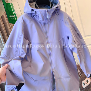 
DHR Casual Sports Plus Fleece Workout Hooded Trench Coat Loose Top Women's Mountaineering Clothes Autumn and Winter Clothes New Style