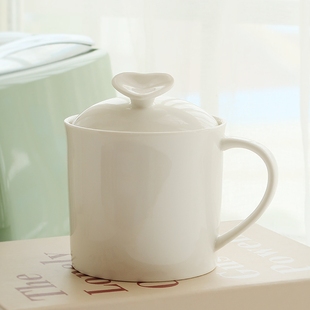 家用泡茶陶瓷带盖马克杯