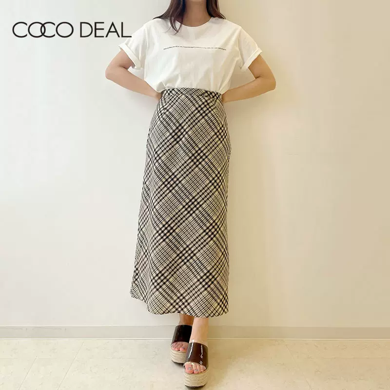 COCO DEAL 日系春夏复古撞色格纹高腰包臀直筒半身裙女71317371-Taobao