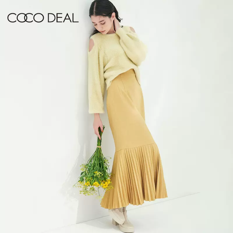 COCO DEAL日系高腰绑带包臀拼接百褶鱼尾半身裙女71717361-Taobao