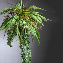 Simulated Fern Hanging Plants for Indoor Ceiling Decoration, Green Wall Hanging Flowers, Artificial Flower Vines, Forest-Style Window Decorations