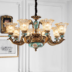 Card Light European-Style Luxurious and Elegant Living Room Chandelier American-Style Retro Villa Bedroom Dining Room Resin Crystal Lamp