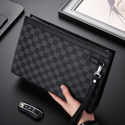 Men's Aa Clutch Bag, Large-Capacity Handbag, Toiletry Bag, Fashionable Trendy Casual Handbag, Plaid Pattern