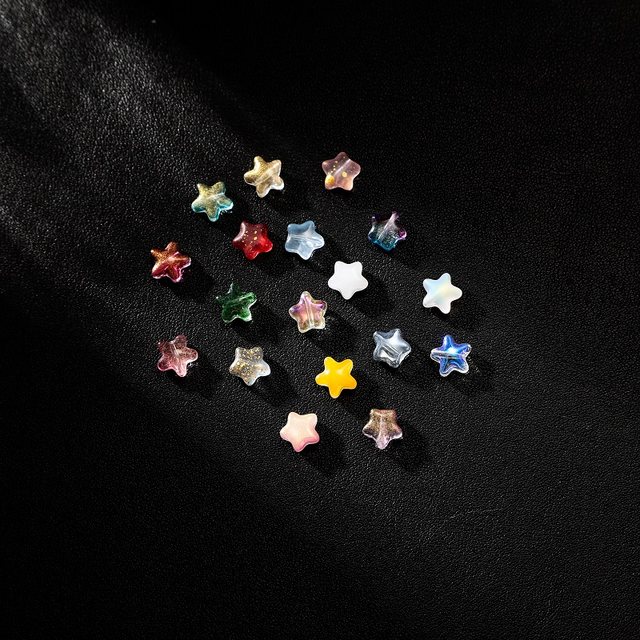 20 8mm star straight hole glass loose bead bracelet necklace DIY ancient style Hanfu handmade hairpin production materials