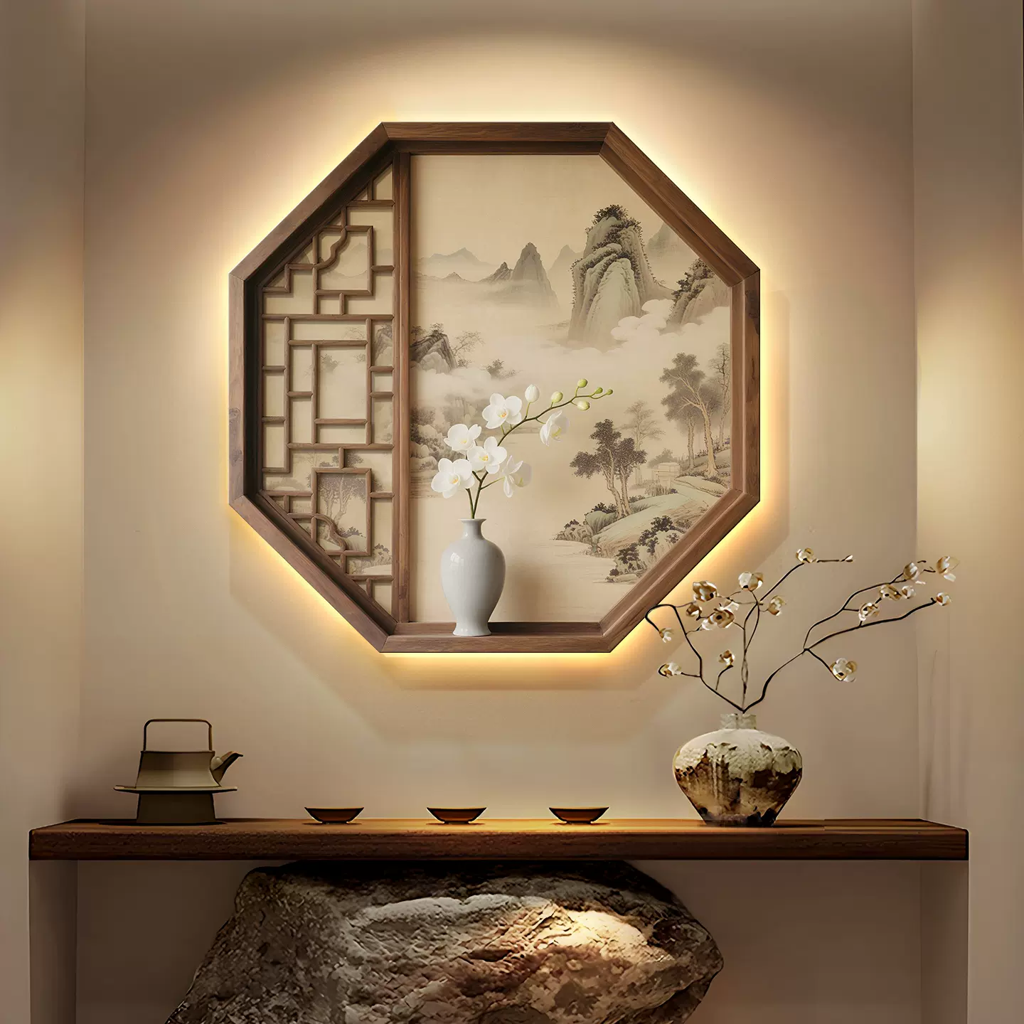 値下げ！【新品現代玄関画廊下装飾画 Amazon.com: Ecqizer 现代轻奢九鱼图玄关装饰画入户门招财壁画