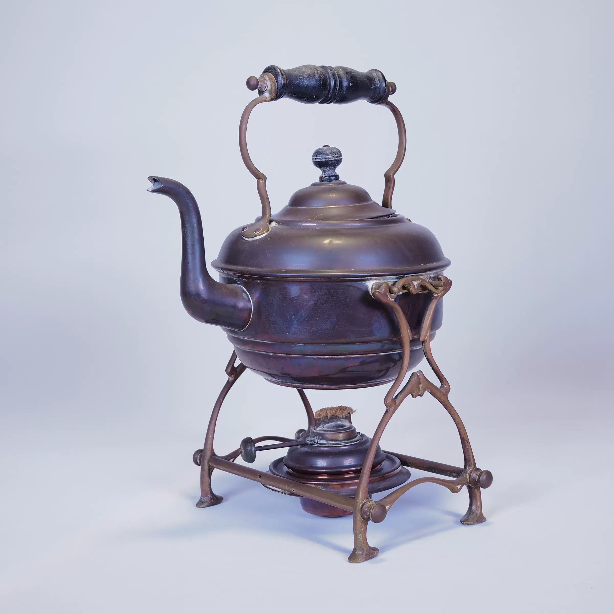 藏出 古董品 古銅器 竹紋 茶壺 酒壺 急須 茶道具 煎茶道具 稀少 日本茶道具，金诚堂制《铜制，竹节型铜水注，铜壶》