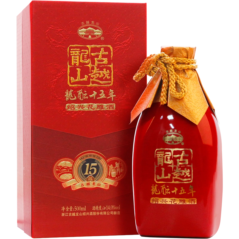 绍兴黄酒古越龙山龙酝十五年花雕酒15年陈糯米加饭酒单瓶礼盒装-Taobao