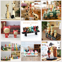 Kitten Ornaments Wooden Home Decorations Cute Set Desktop Crafts Living Room Study Office Free Shipping