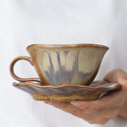 Jingdezhen Wood-Fired Coffee Cup, Handmade Ceramic with Saucer, Afternoon Tea, Home Latte Cup, Mug, Birthday Gift