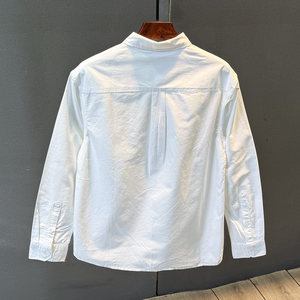 Japanese solid color shirt for men and women long sleeves simple new versatile ins autumn youth popular draped lapel shirt
