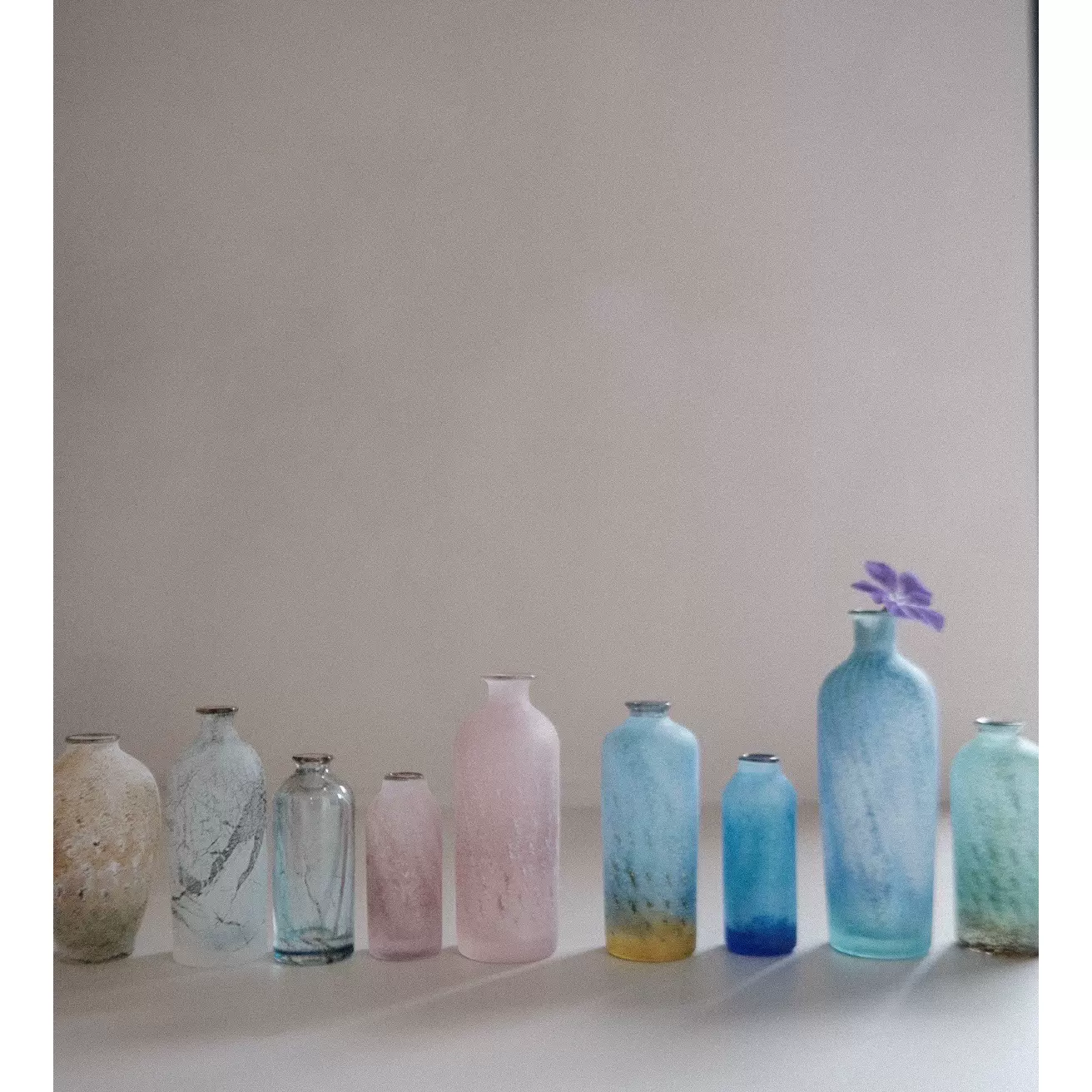 国内现货日本作家桥村野美知手工烧制彩色玻璃花瓶花器