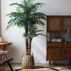 Artificial Palm Tree Large Green Plant Potted Nordic Style Shop Window Floor-Standing Fake Tree Decoration Tropical Plant Landscaping