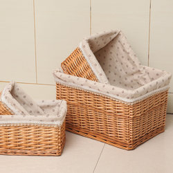 Extra-Large Wicker Pastoral Fabric Storage Box for Cosmetics, Toys, Desktop Storage, Rattan Dirty Clothes Home Bedroom Storage Basket