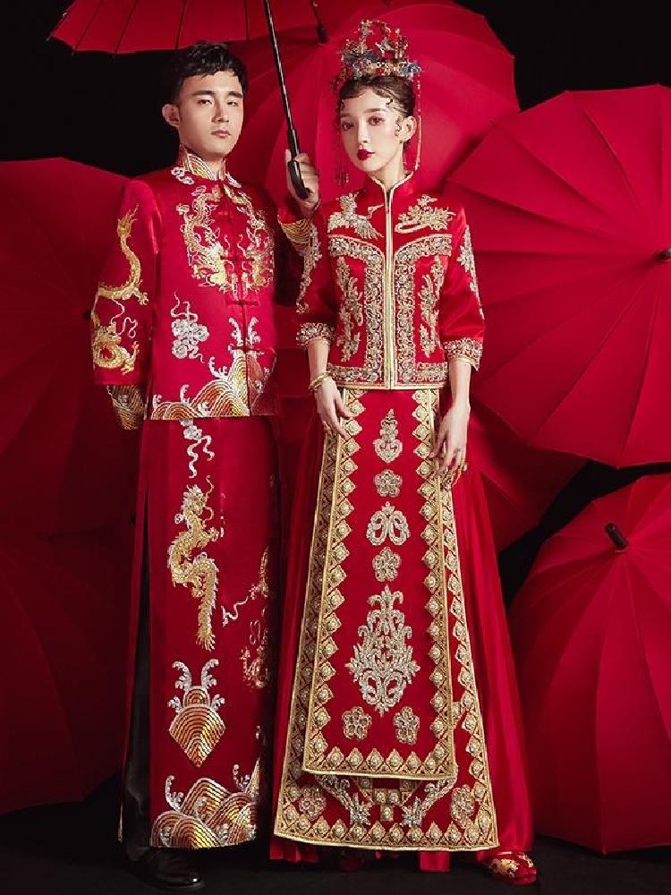 深麻 中式结婚龙凤褂唐装秀禾服