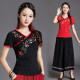 Ethnic style short-sleeved top for women in summer new Chinese style slim large-size embroidered half-sleeved women's T-shirt v-neck shirt