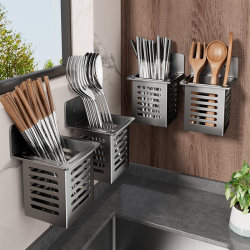 Stainless Steel Chopstick Holder Kitchen Utensil Storage Rack Household Chopstick Cage Spoon Holder Draining Storage Box Wall-Mounted