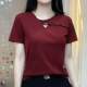 2025 summer new large-size women's fat MM red design makes it look white and slim and stylish short-sleeved top