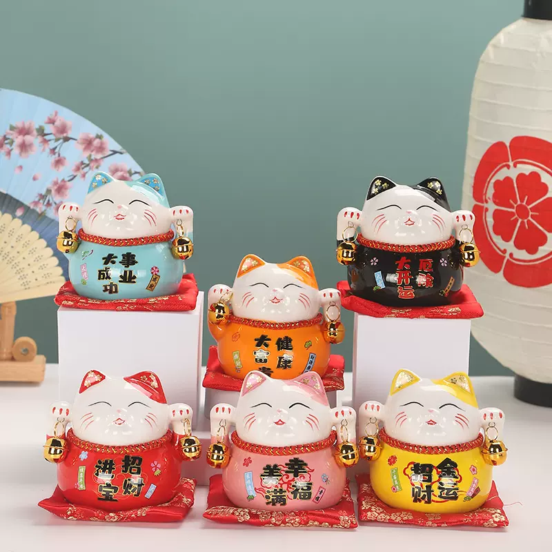 招财猫摆件大小号家居陶瓷存钱罐创意开业礼品客厅收银