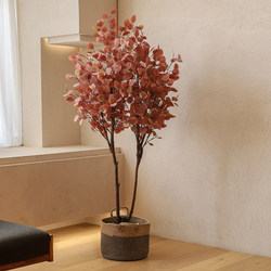 Indoor Artificial Greenery Eucalyptus Fake Tree Bionic Plant Living Room Wabi-Sabi Style Decoration Floor-Standing Potted Plant Landscaping Ornament