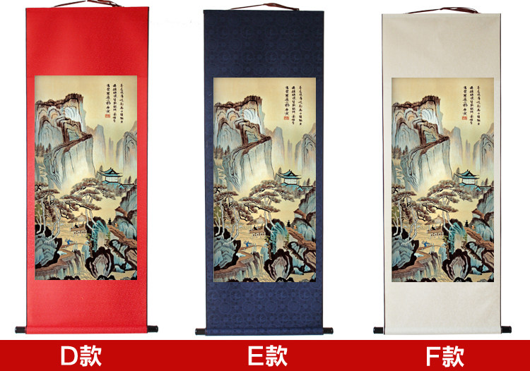 唐伯虎山水画卷轴-春夏秋冬出国礼品-古代名画唐寅真迹包邮