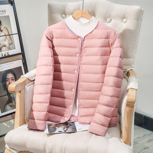 Collarless candy-colored small cotton coat for women with super short slim down cotton jacket round collar cotton jacket thickened
