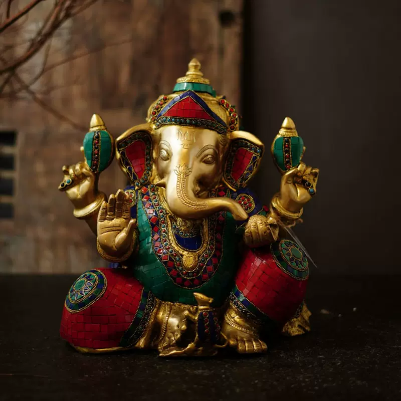 仏像 銅製 留金 象鼻財神 仏教 希少唐物 1xz