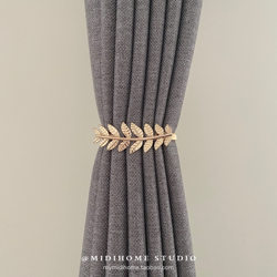 Simple Modern Metal Alloy Leaf Feather Deer Head Spring Clip-On No-Drill Curtain Tiebacks Luxury