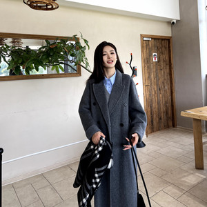 [Idika] 26 spring, autumn and winter double-sided wool coat for commuting, slim lapel collar, shoulder length woolen coat