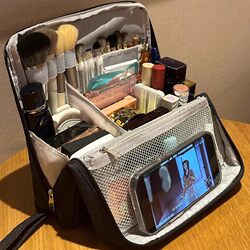 Foldable Pencil Case, Makeup Bag, Compartmentalized Vertical Handbag, Large Capacity, 2025 New Model, Portable Travel Skincare Product