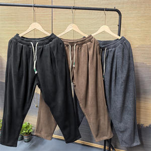 
25C1A3 New Chinese style double-sided velvet casual sports pants autumn and winter wide-leg harem pants loose large size retro sweatpants