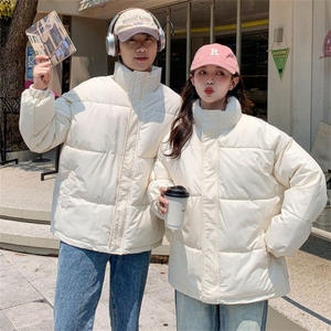 
MY008 Hong Kong style couple casual cotton jacket for young students standing collar bread jacket for cotton jacket for winter loose warm jacket