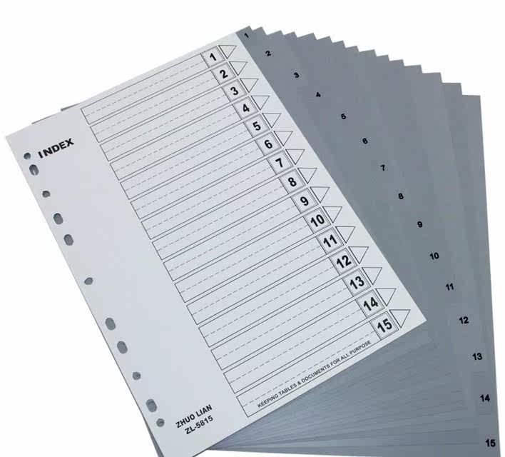 ZARLINK ZL5815 분류 용지 15페이지 PVC 페이징 용지 색인 용지 1-15 디지털 분류 카드 15페이지|세트 -