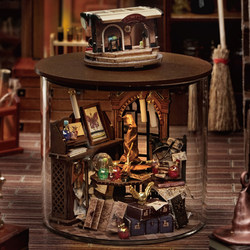 Zhiquwu DIY Miniature Dream Bottle Handmade Mini Harry Potter Magic House Assembly Model Birthday New Year Gift
