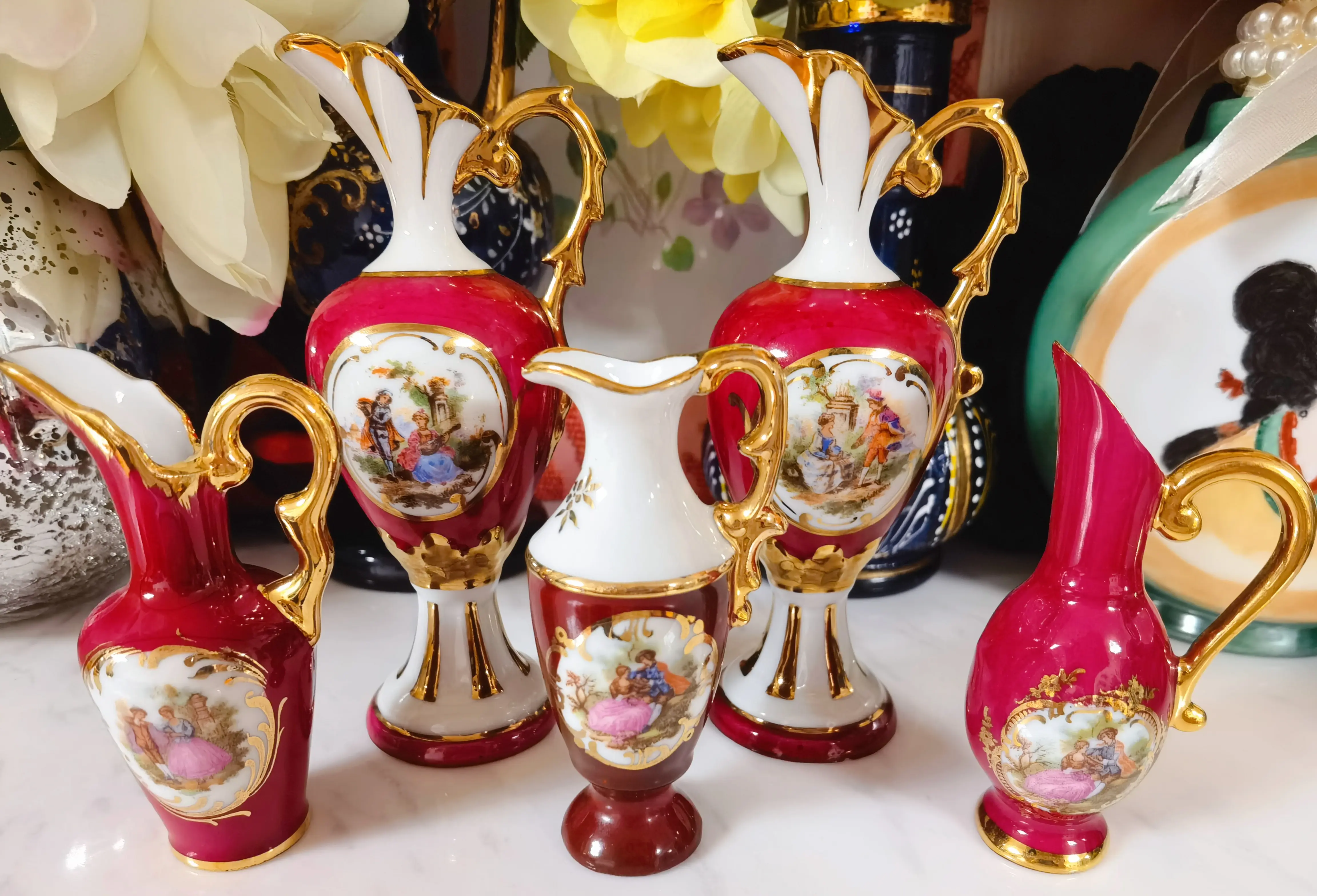 LG Porcelaine T Limoges 花瓶　フランス製　骨董品 LG Porcelaine T Limoges tall floral decorated vase