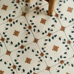 French-Style Vintage Leaf-Patterned Small Tiles for Balcony, Bathroom, Kitchen, Guesthouse, Restaurant, Restroom, and Shop; Non-Slip Floor Tiles