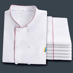 Chef Work Clothes Men's Long-Sleeved Autumn and Winter White Hotel Canteen Catering Kitchen Clothing Work Clothes Chef Clothes Short-Sleeved