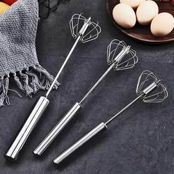 Household stainless steel semi-automatic egg beater press rotating manual egg beater egg cream handheld whipping tool