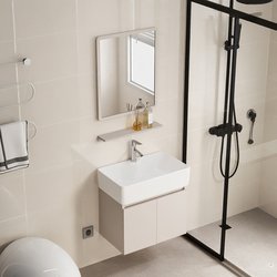 Small-Sized Honeycomb Aluminum Bathroom Cabinet Set, Space Aluminum Narrow-Edge Ceramic Integrated Washbasin Vanity Cabinet