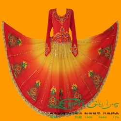 Costume Da Ballo Dello Xinjiang Da Donna Costume Da Spettacolo Etnico Uiguro Spettacolo Teatrale Gonna Grande Altalena Abito Da Donna Ricamato Computer Rosso