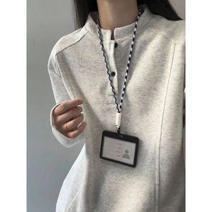 
POLO shirt Henry collar long-sleeved T-shirt men's autumn and winter deconstructed splicing design right shoulder bottoming shirt plus velvet sweatshirt trendy