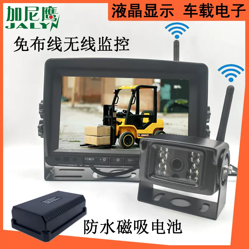 7寸4路液晶显示器车载监控分割高清画面航空头接口品字形四路切换