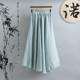 Retro Chinese style elastic waist double-layer cotton and linen tulle skirt spring literary style big hem skirt fairy long skirt versatile