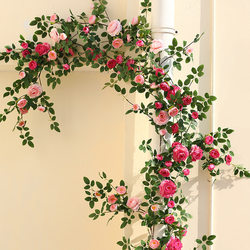 Artificial Rose Vine Wall Hanging Fake Flower Vine Hotel Landscaping Air Conditioning Water Pipe Cover-Up Decorative Flower