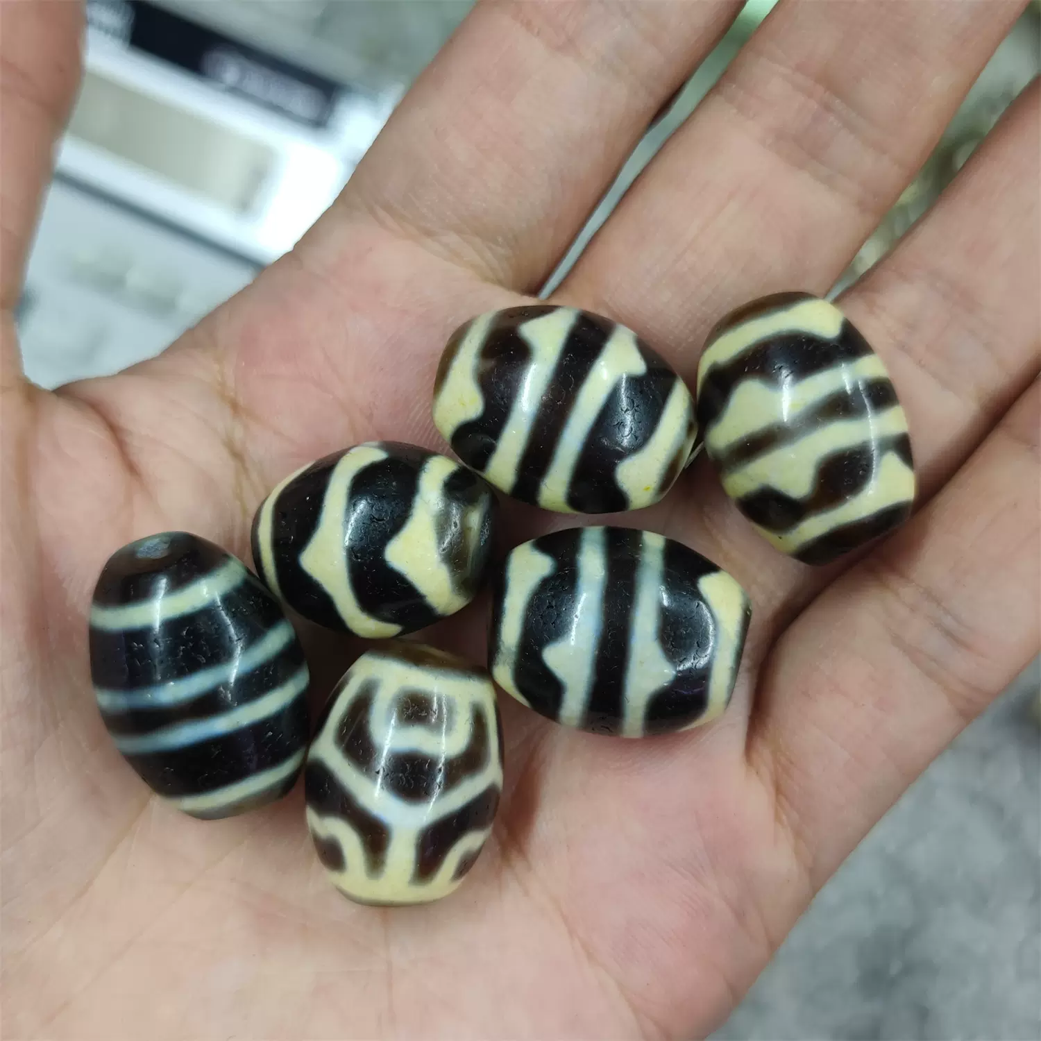 開光 老瑪瑙天珠 3眼天珠 龍眼天珠 馬蹄痕老天珠 ブレスレット内周調整