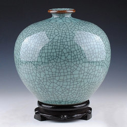 Jingdezhen Ceramic Antique Crackle Glaze Official Kiln Vase Handmade Pomegranate Bottle Creative Retro Chinese Home Decor