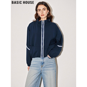 
Basic House/Baijiahao navy blue hooded jacket women's spring high-end thickened loose casual jacket